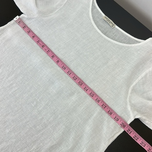 Terzo Millennio White 100% Linen 3/4 Bell Sleeves Crochet Lace Trim Top β¦ - Picture 8 of 11